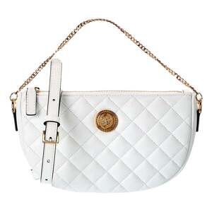 Versace La Medusa Half Moon Quilted Nappa Leather White Crossbody